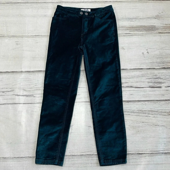 Free People Jeans Women's 26 Green Velvet Skinny Ankle Pockets Zip We The Free - Picture 3 of 12